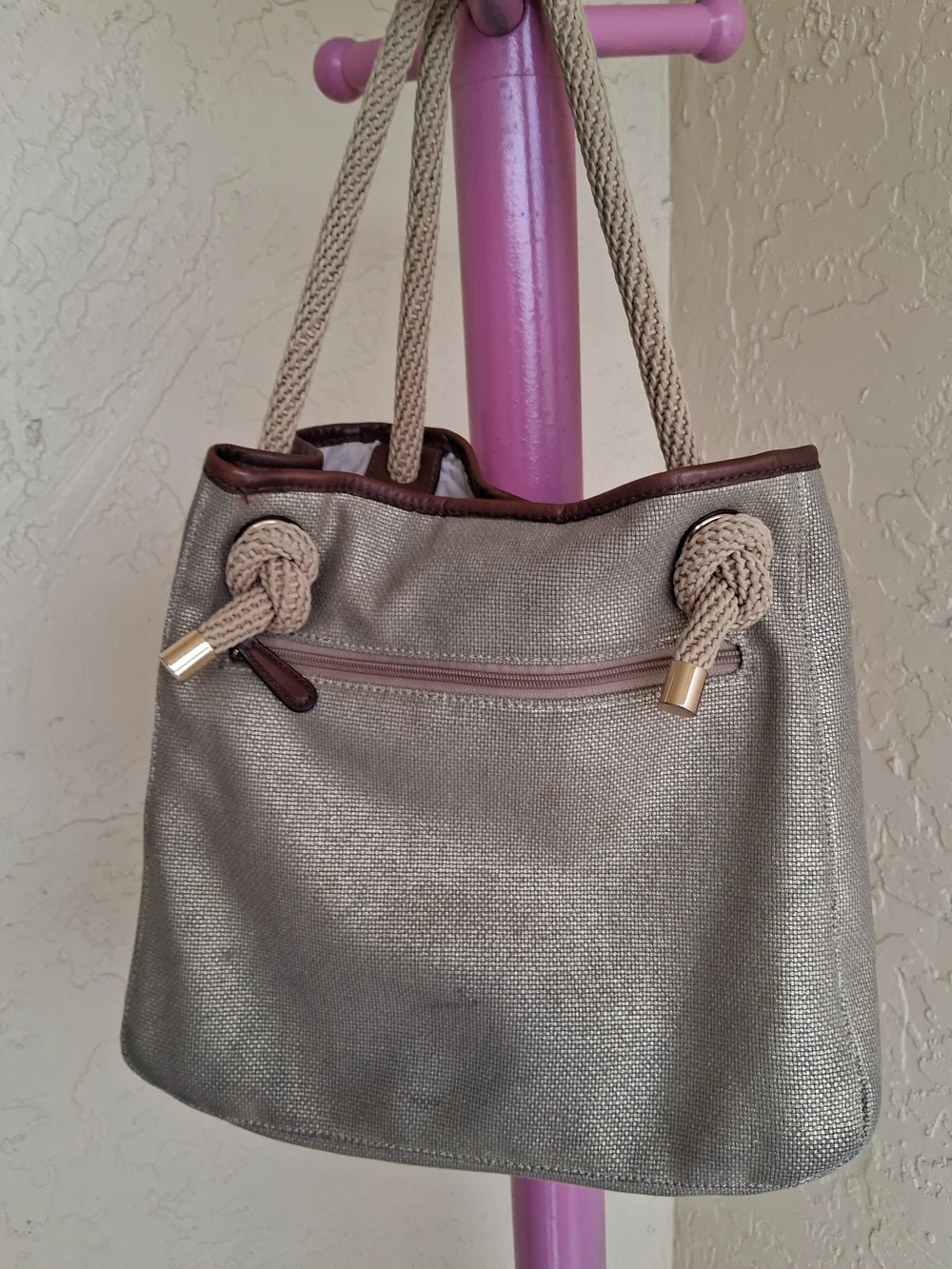 Michael Kors Metallic Tote Bag with Rope Handles